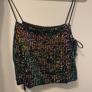 Sequin Tank w cute side tie detail